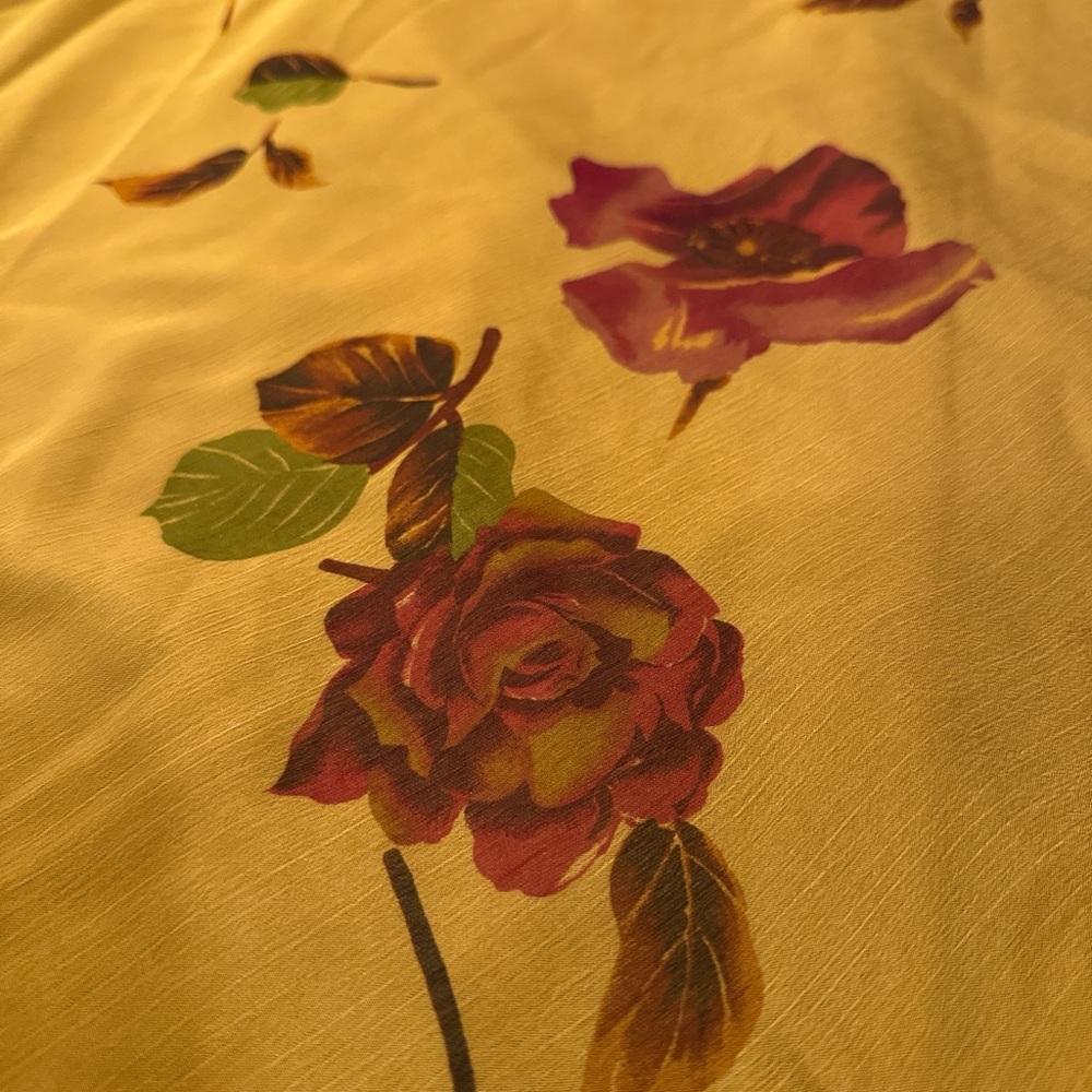 Vintage 90s Yellow Rose Floral Dress | Made in USA | Size 8 - Picture 11 of 12